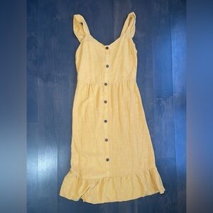 Mustard Yellow Sleeveless Sundress with Ruffle Detail Women’s Size Medium